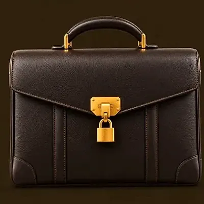 Locked leather briefcase — Richard