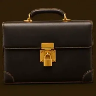 Locked leather briefcase — Richard
